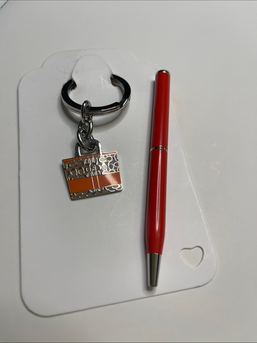 Coach Bag Keychain Charm in Orange and Coach Pen - Picture 5 of 6